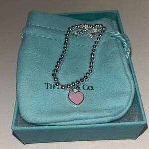 Authentic Tiffany and Co pink heart bracelet